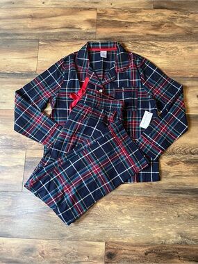 NEW Vera Bradley Flannel Pajama Set Womens Size M/L Tartan Plaid 100% Cotton